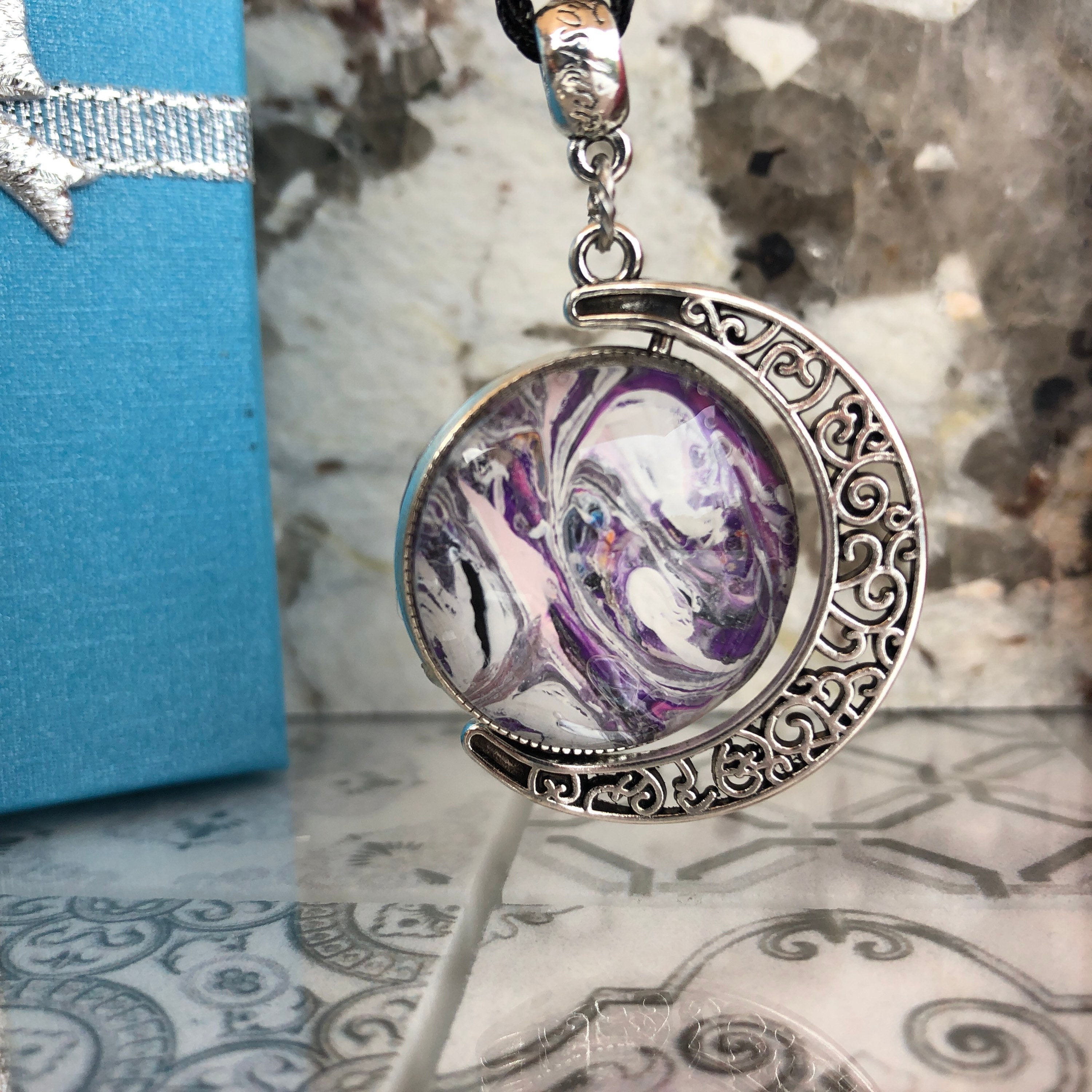 Fidget spinner necklace Crescent Moon motion necklace Silver Etsy