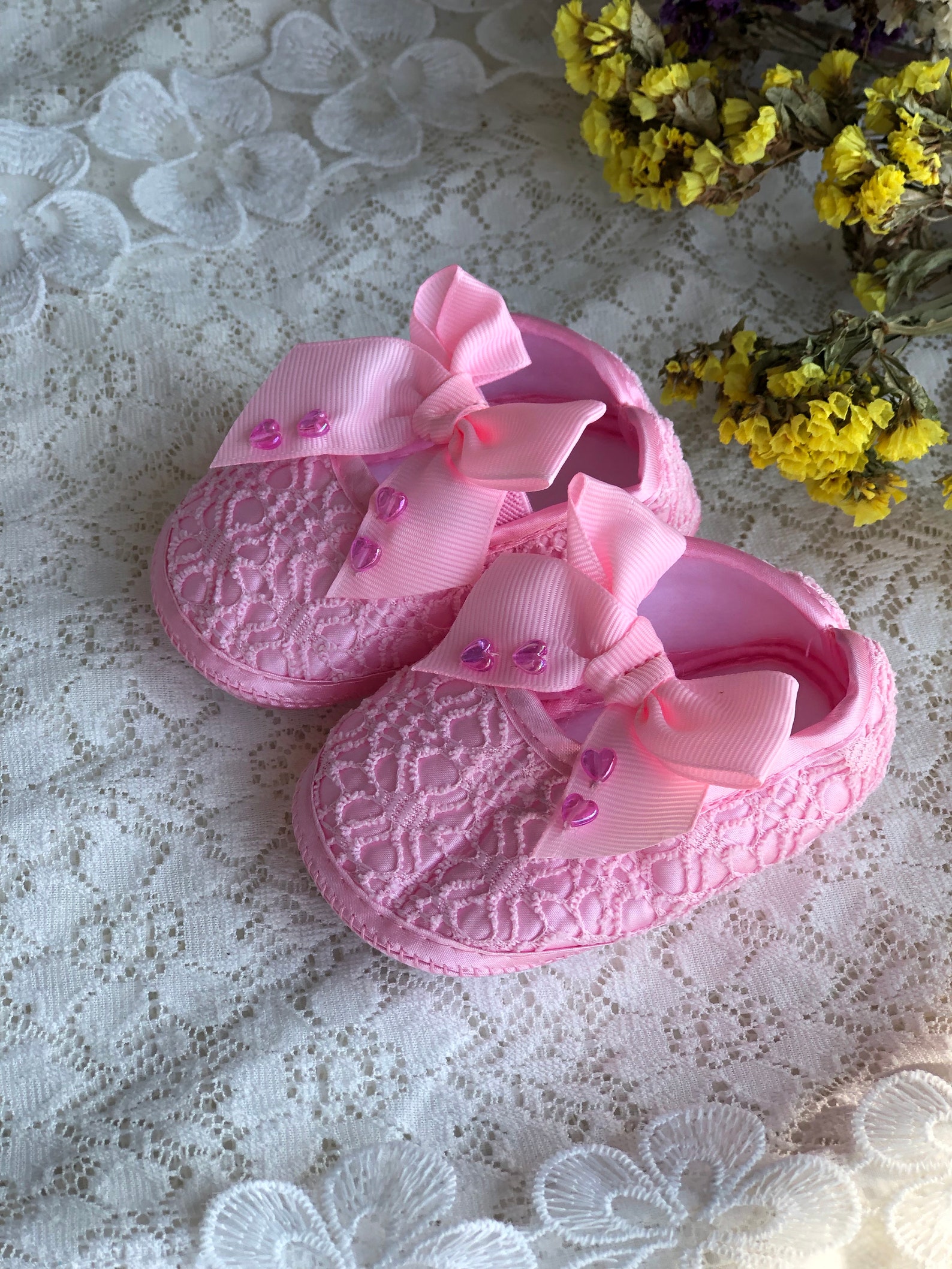 Exclusive First pink shoes booties for little baby
