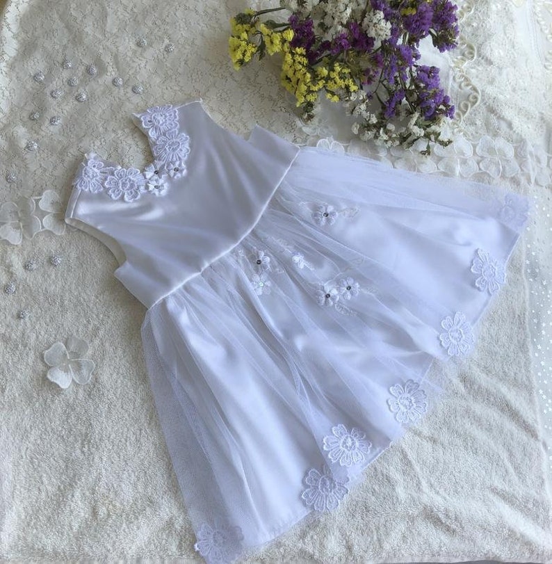 Baptism dress for baby Dress with lace. Christening gown for girl Baptism outfit for girl Christening dress