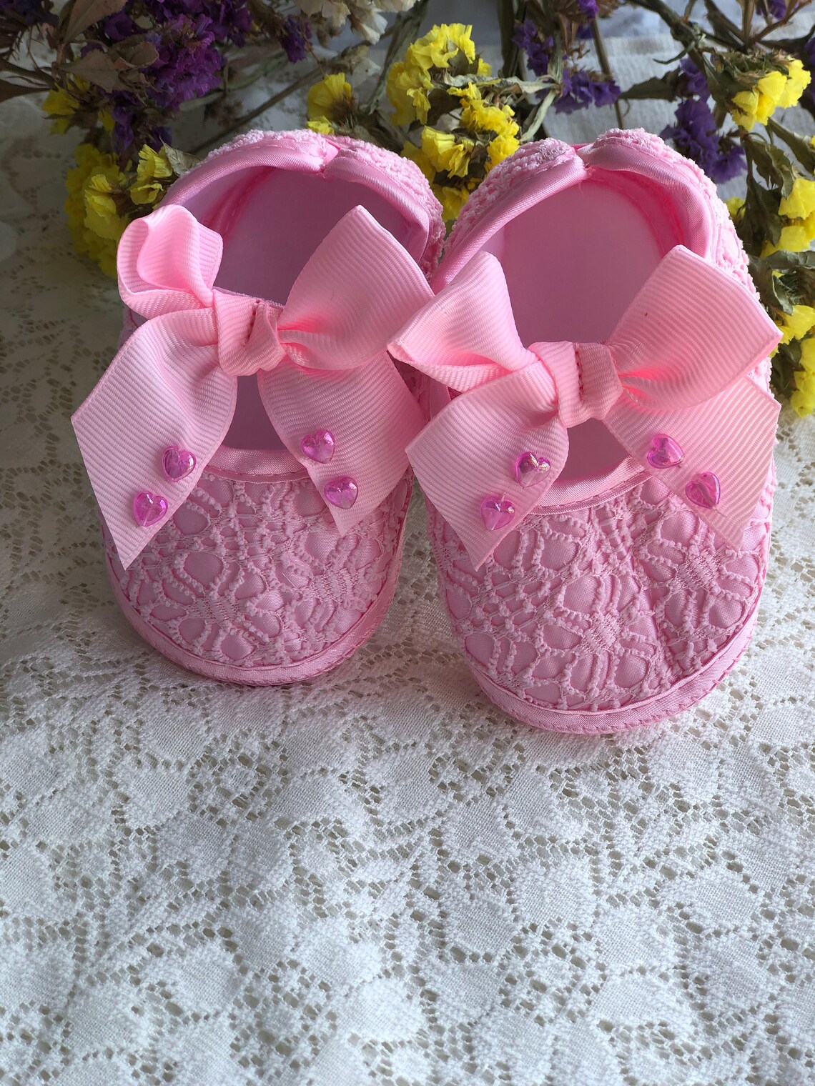 Exclusive First pink shoes booties for little baby