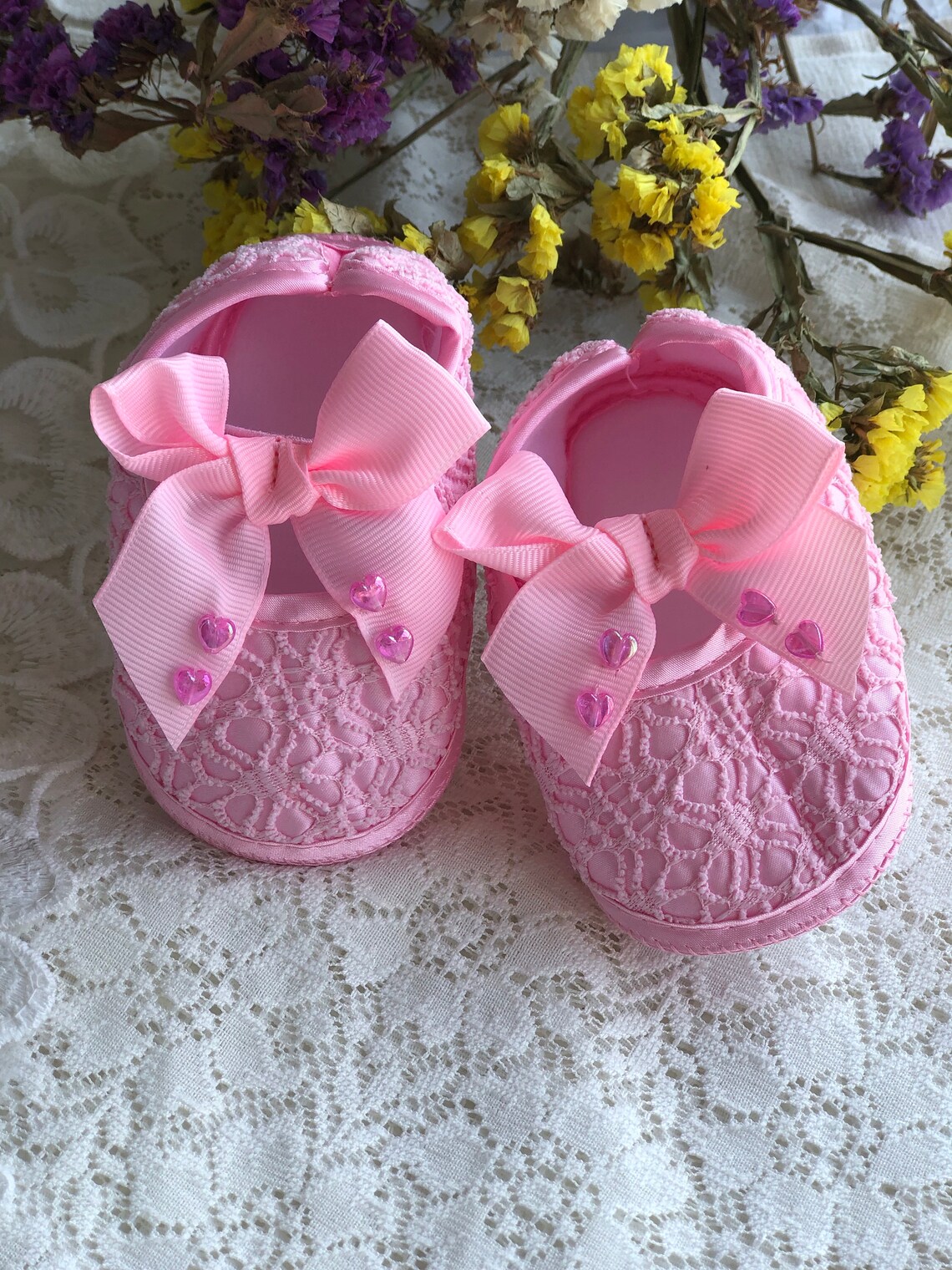 Exclusive First pink shoes booties for little baby