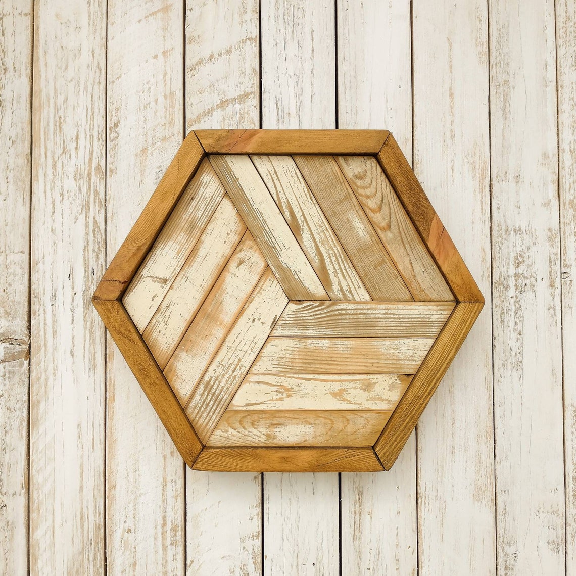 Wooden Wall Art Mosaic Hexagon Wood Art Boho Wall Art Boho