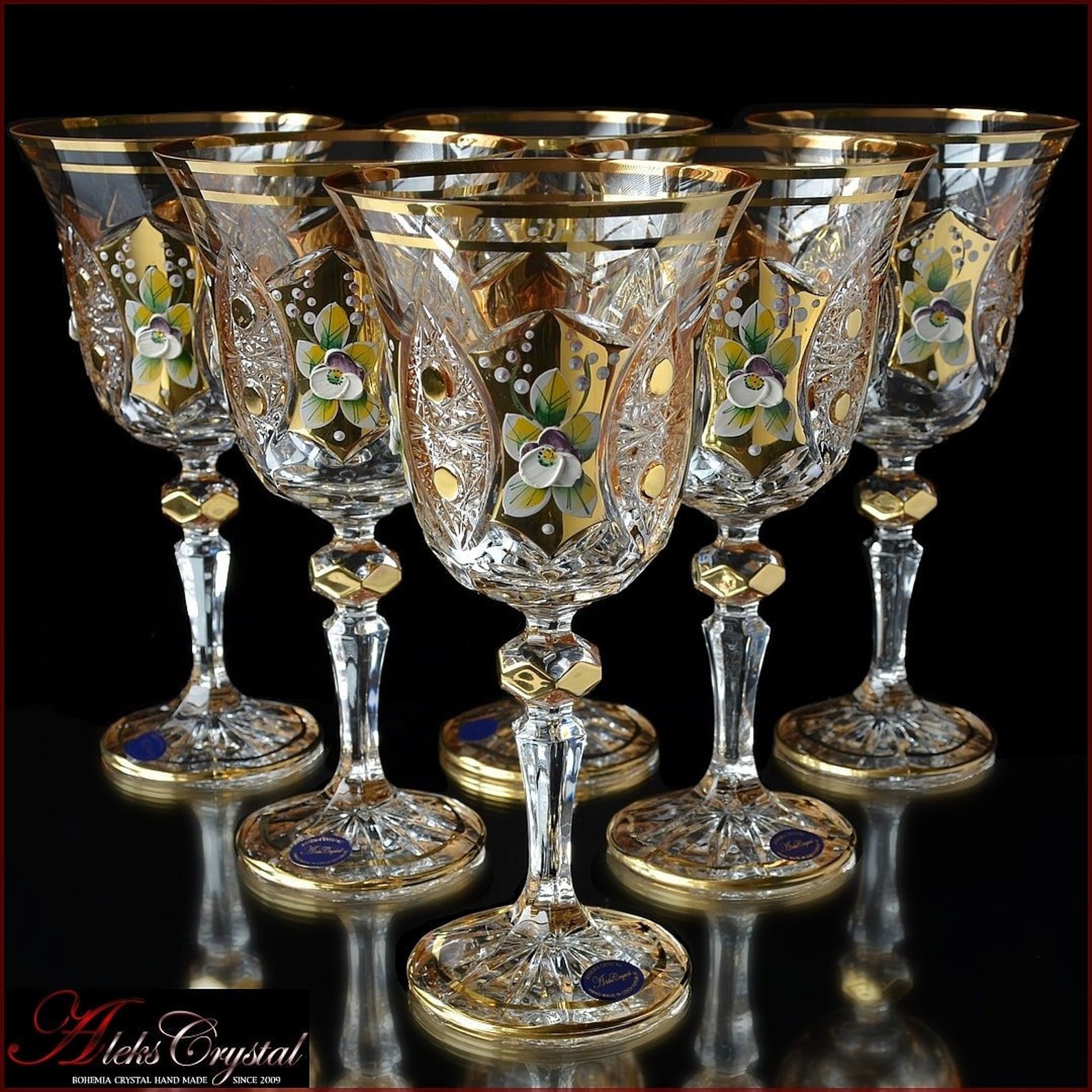 Bohemian Crystal Wine Glasses schaherazade Gold Etsy