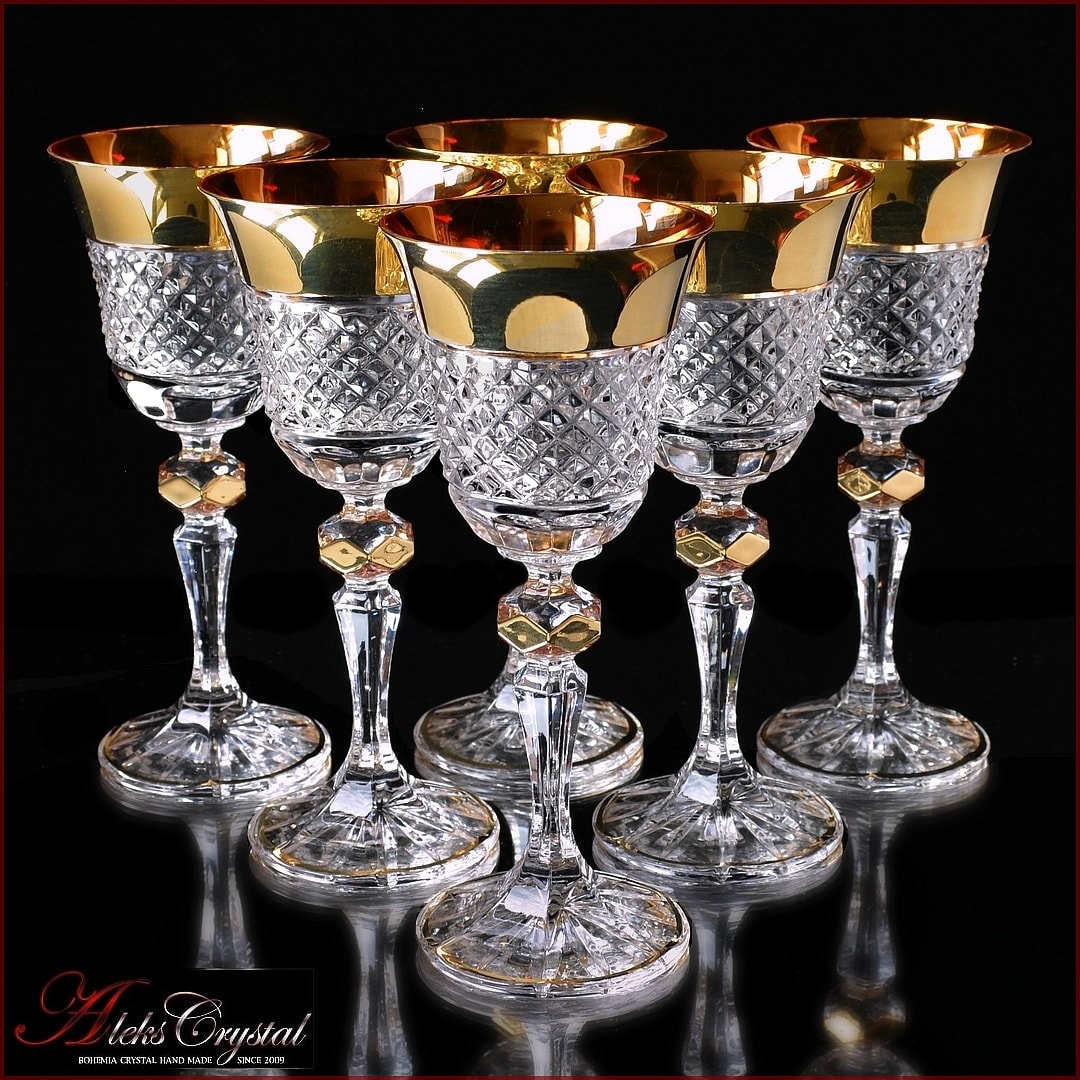 Bohemia Crystal liqueur glasses Versace Gold 6 Etsy