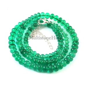 Beryl Emerald Necklace, Emerald Beryl Smooth Rondelle Beads Necklace, Beryl Emerald Beaded Necklace, Rare Beryl Necklace 16.5 inches