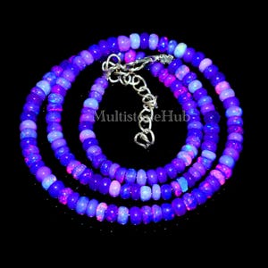Lavender Opal Necklace, Ethiopian Purple fire Opal Beads Necklace, Opal Necklace, Opal Beads Necklace, Rare Opal Necklace,October Birthstone