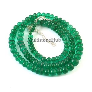 Beryl Emerald Necklace, Emerald Beryl Smooth Rondelle Beads Necklace, Beryl Emerald Beaded Necklace, Rare Beryl Necklace 19 inches