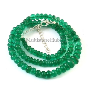 Beryl Emerald Necklace, Emerald Beryl Smooth Rondelle Beads Necklace, Beryl Emerald Beaded Necklace, Rare Beryl Necklace 17.5 inches