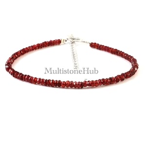 Natural Red Garnet Gemstone Bracelet, Red Garnet faceted Rondelle beads Bracelet, Garnet Beads Bracelet, Red Garnet Gemstone 7inches