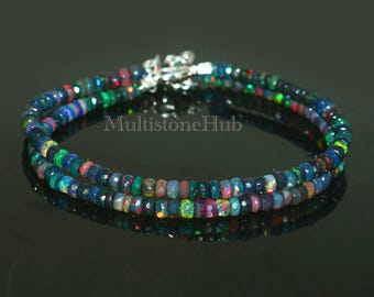 Collier En Opale De Feu Noire Naturelle Welo - Perles Pépites Brutes 17,5 Pouces - 75 Carats