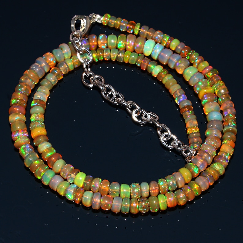100/% Natural Ethopian Welo Fire Opal Gemstone 1 Strand 16 Inch 3 To 6 MM Multi Color Fire Opal