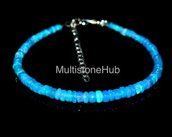 Paraiba Opal Bracelet, Ethiopian Opal Beads Bracelet, Paraiba Fire Opal Bracelet, Opal Jewelry Bracelet, October Birthstone, Gift for her