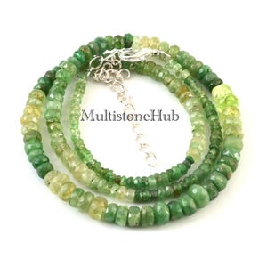 Natural Tsavorite Garnet, Tsavorite Shaded Faceted Rondelle Beads Necklace, Tsavorite Beaded Necklace, 15.5 inches 6 to 2.5 mm beads