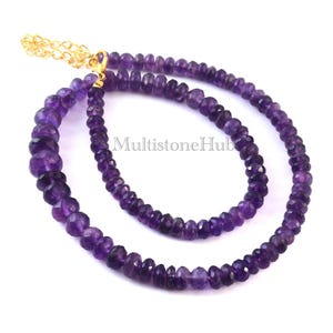 AAA Natürliche Lila Amethyst Edelstein Halskette,Amethyst Perlen Halskette, Amethyst Facettierte Rondell Perlen Halskette 16,5 Zoll 5-10 mm Schmuck