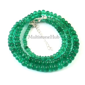 Beryl Emerald Necklace, Emerald Beryl Smooth Rondelle Beads Necklace, Beryl Emerald Beaded Necklace, Rare Beryl Necklace 19.5 inches