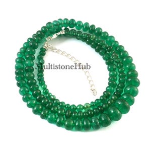 Beryl Emerald Necklace, Emerald Beryl Smooth Rondelle Beads Necklace, Beryl Emerald Beaded Necklace, Rare Beryl Necklace 23 inches