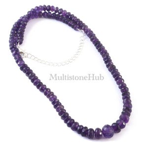 AAA Natürliche Lila Amethyst Edelstein Halskette,Amethyst Perlen Halskette, Amethyst Facettierte Rondell Perlen Halskette 16,5 Zoll 5-10 mm Schmuck