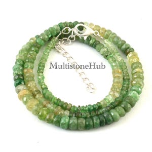 Natural Tsavorite Garnet, Tsavorite Shaded Faceted Rondelle Beads Necklace, Tsavorite Beaded Necklace, 16 inches 6 to 3 mm beads