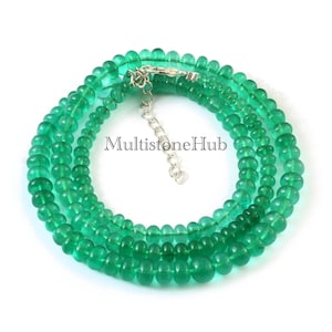 Beryl Emerald Necklace, Emerald Beryl Smooth Rondelle Beads Necklace, Beryl Emerald Beaded Necklace, Rare Beryl Necklace 21.5 inches