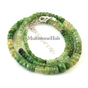Natural Tsavorite Garnet, Tsavorite Shaded Faceted Rondelle Beads Necklace, Tsavorite Beaded Necklace, 16 inches 8.5 to 3 mm beads