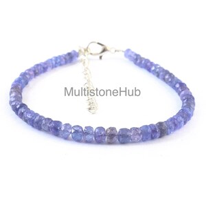 Tanzanite Beads Bracelet, AAA Natural Tanzanite Rondelle Faceted Beads Bracelet 7 Inches, December Birth stone, Birthday Gift for her