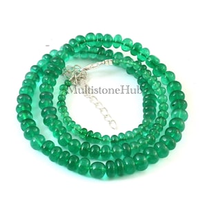 Beryl Emerald Necklace, Emerald Beryl Smooth Rondelle Beads Necklace, Beryl Emerald Beaded Necklace, Rare Beryl Necklace 17 inches