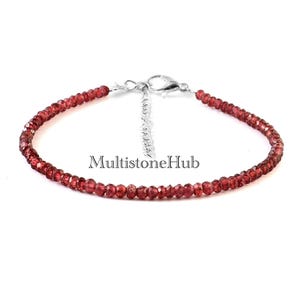 Natural Red Garnet Gemstone Bracelet, Red Garnet faceted Rondelle beads Bracelet, Garnet Beads Bracelet, Red Garnet Gemstone 7inches