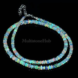 Opal Necklace, Ethiopian Opal Beads Necklace, Fire Opal Necklace, Opal Beads Necklace, Rare Opal Necklace, October Birthstone, Gift for her