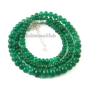 Beryl Emerald Necklace, Emerald Beryl Smooth Rondelle Beads Necklace, Beryl Emerald Beaded Necklace, Rare Beryl Necklace 19.5 inches