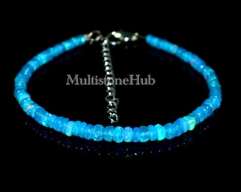 Paraiba Opal Bracelet, Ethiopian Opal Beads Bracelet, Paraiba Fire Opal Bracelet, Opal Jewelry Bracelet, October Birthstone, Gift for her
