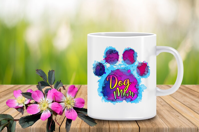 Dog Mom PNG Design Paw print design DOG MOM Sublimation Design Dog T-shirt Printable Sublimation Download Mug Cup Sublimation Design