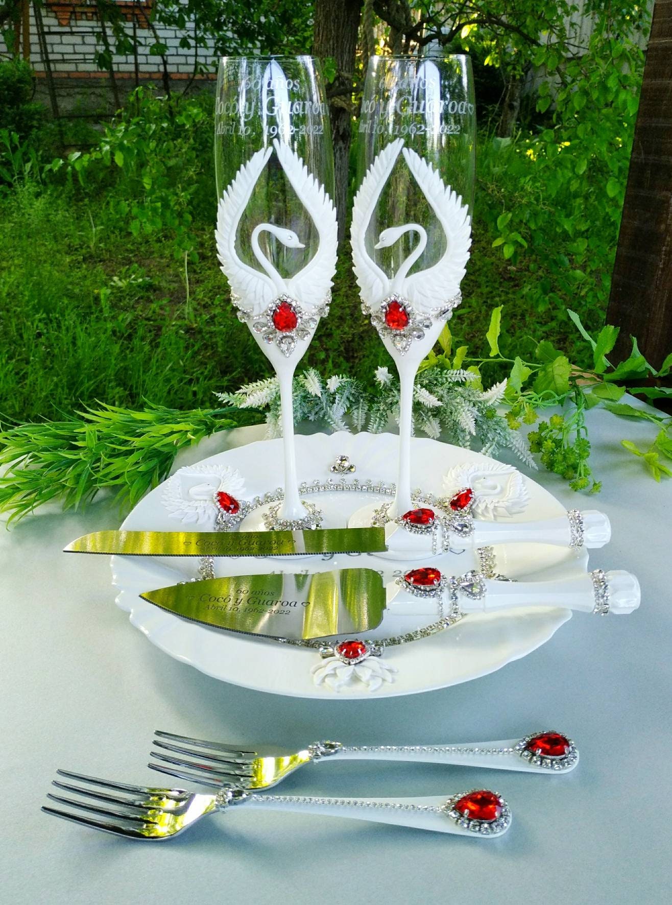 Wedding Flutes & Serving Set-Silver-800