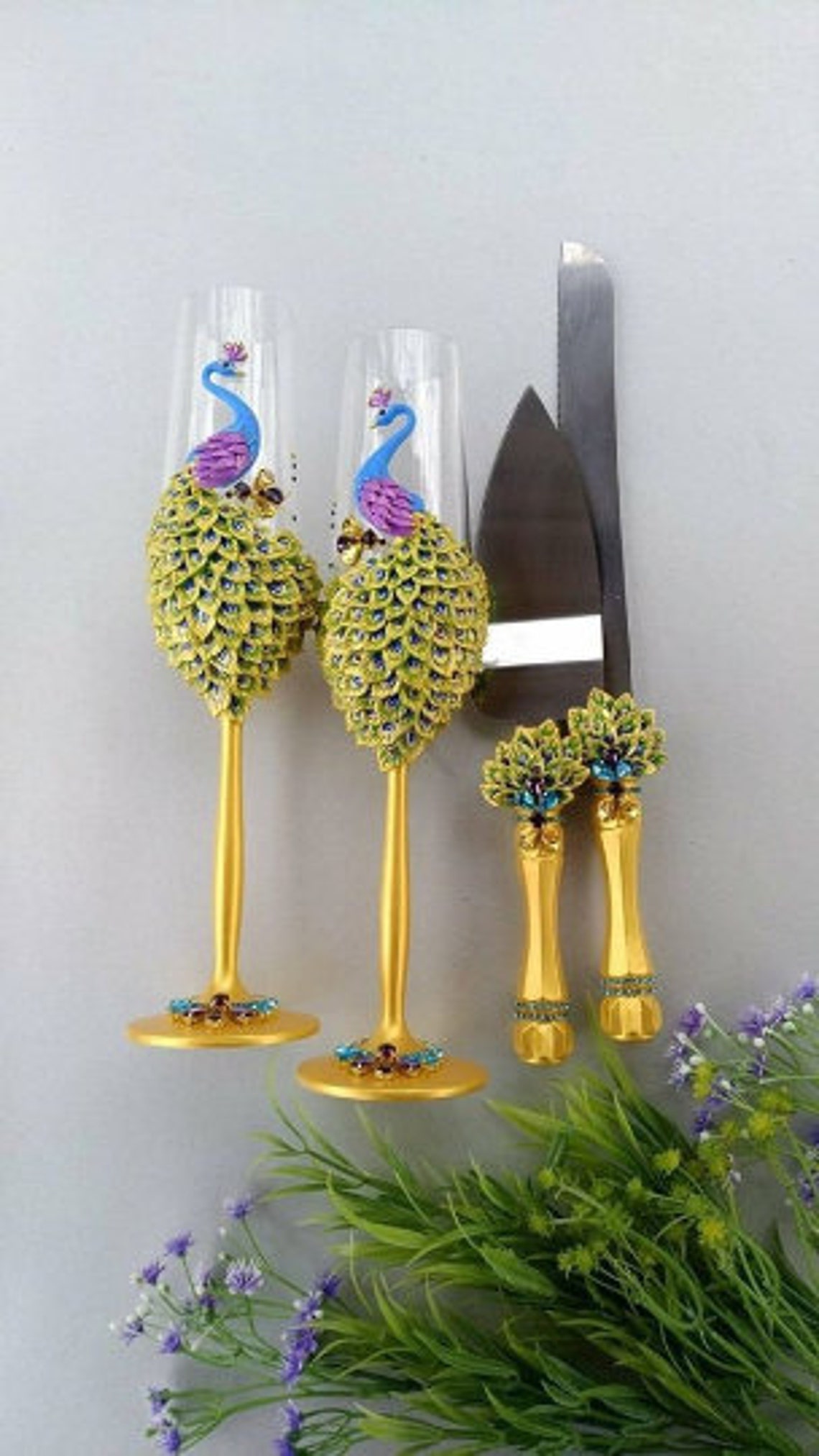 Wedding Flutes & Serving Set-Gold-007 main image 0