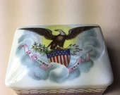A Simply Stunning Vintage Haviland Porcelain American Eagle Pill Box Ring Box Jewellery Box, Stamped