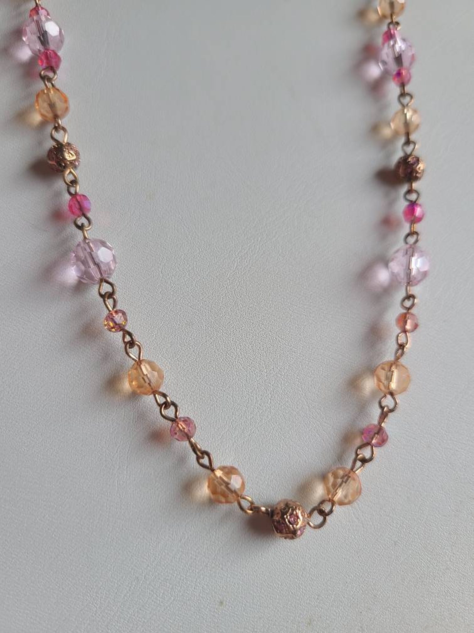 Beautiful Pink Beaded Necklace | Etsy
