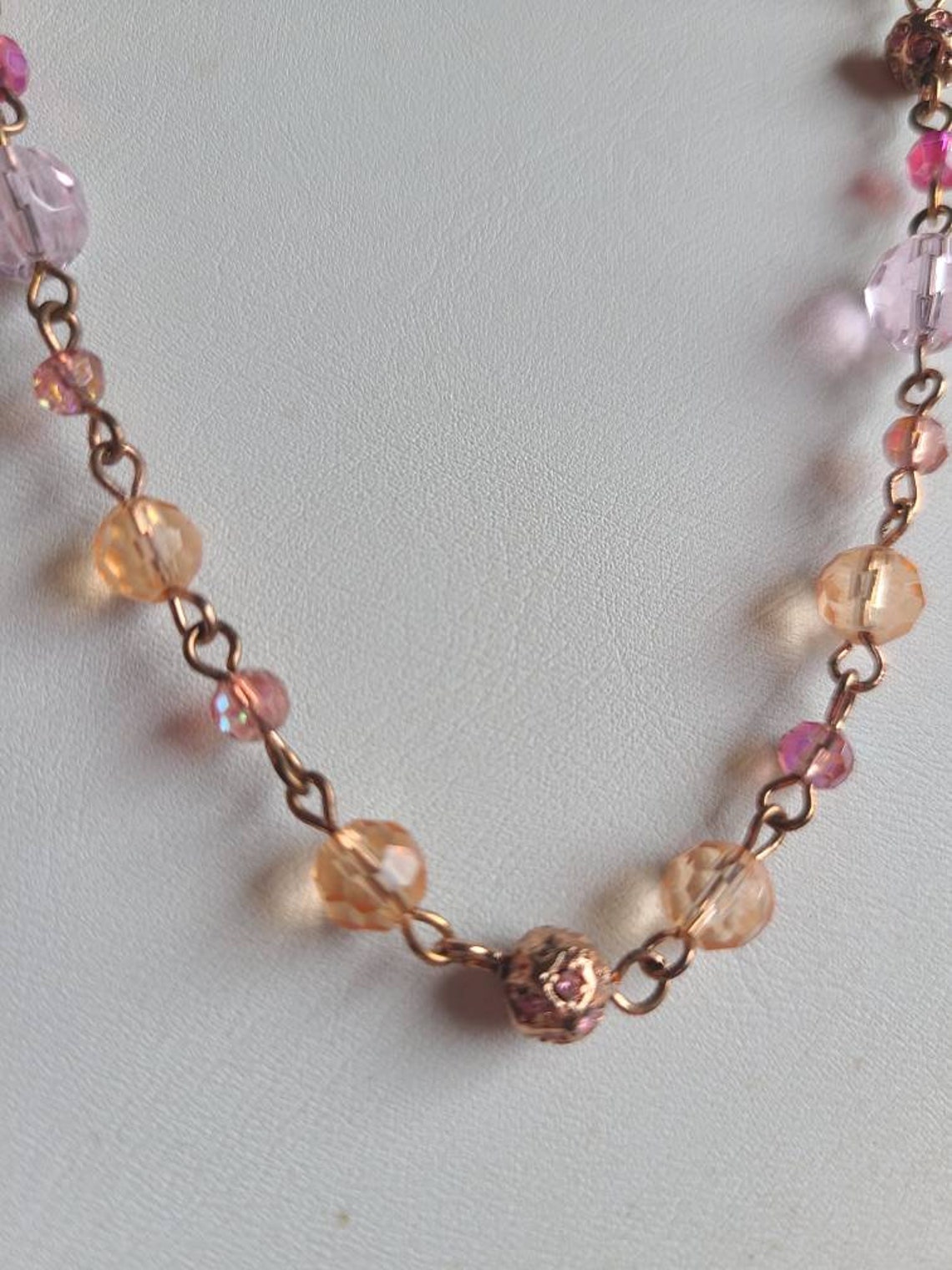 Beautiful Pink Beaded Necklace Etsy