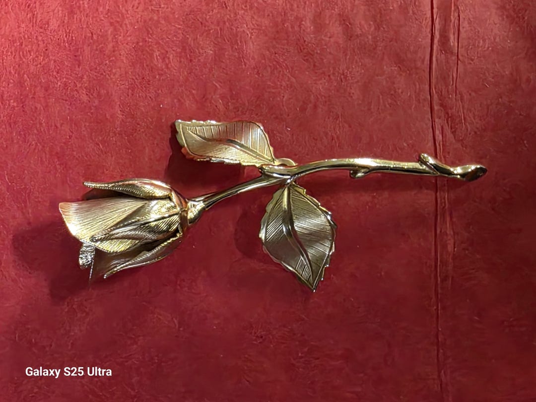Single Rose Pin Vintage Goldtone Single Stem Rose Brooch Pin - Etsy