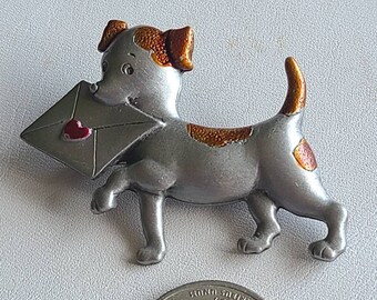 thumbnail image 2 of Jack Russell Terrier Pewter Pin Brooch - Handcrafted British Fox Hunting Dog Badge 2 of 6