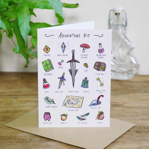Magical Adventure Kit Card - A6 Recycled Blank Card - Fantasy Illustrations