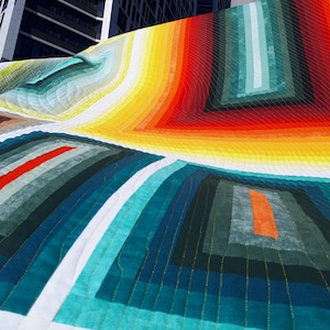 Modern Ombre Quilt: Multicolor Geometric Blanket, Loft Decor (60x80 inch)