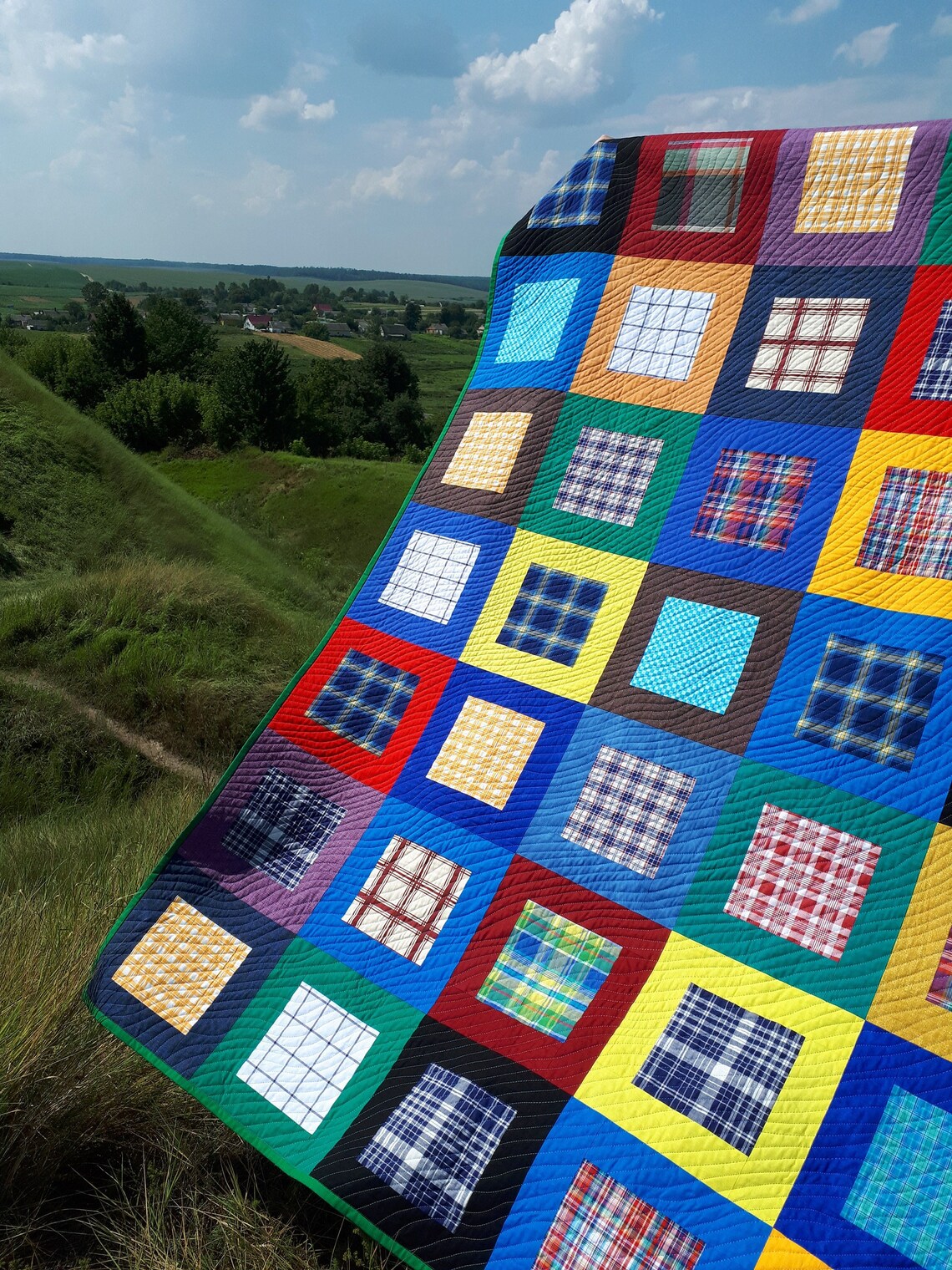 Inspiring Modern Quilt for Sale Contemporary Bright Checkered Plaid