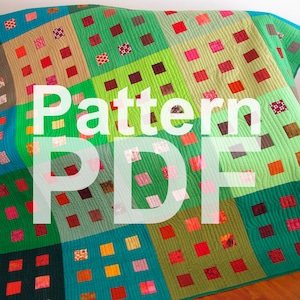 Modern quilt Pattern PDF Contemporary colorful Green quilt pattern Fat quarter pattern Easy masculine quilt pattern Scrap quilt pattern