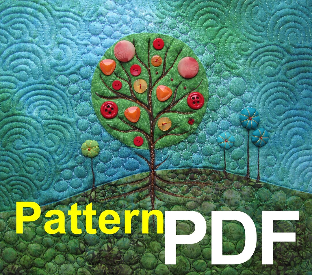 Mini Art Quilt Pattern: Apple Tree Landscape Wall Hanging (PDF Download ...