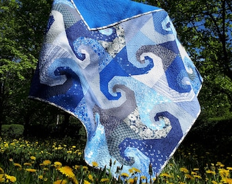Blue + White quilt for sale large floral quilt