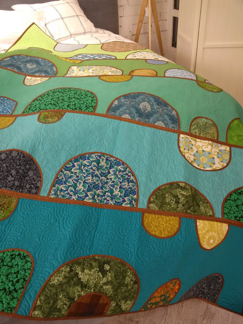 Quilt for sale Modern quilt Ombre turquoise patchwork Etsy