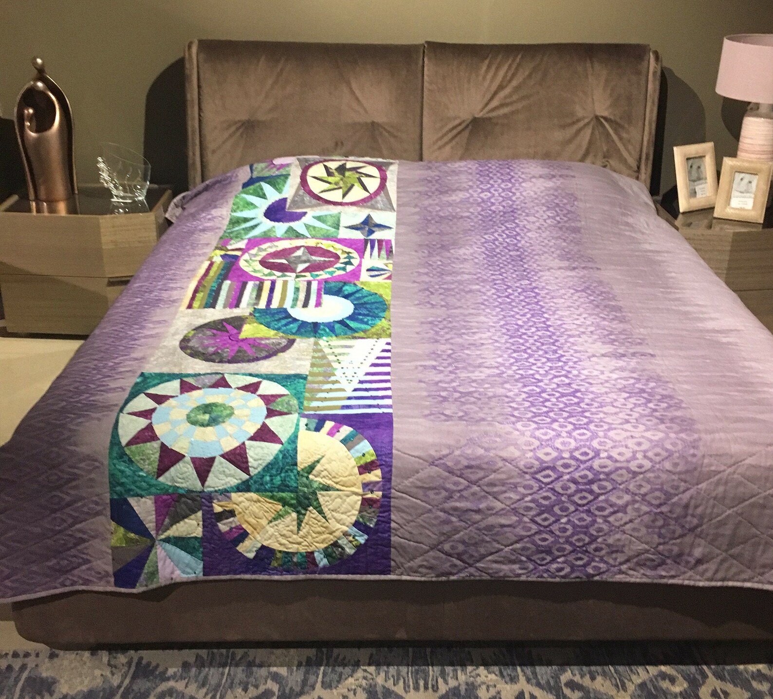 Star purple quilt for sale Modern asymmetric quilt Patchwork Etsy