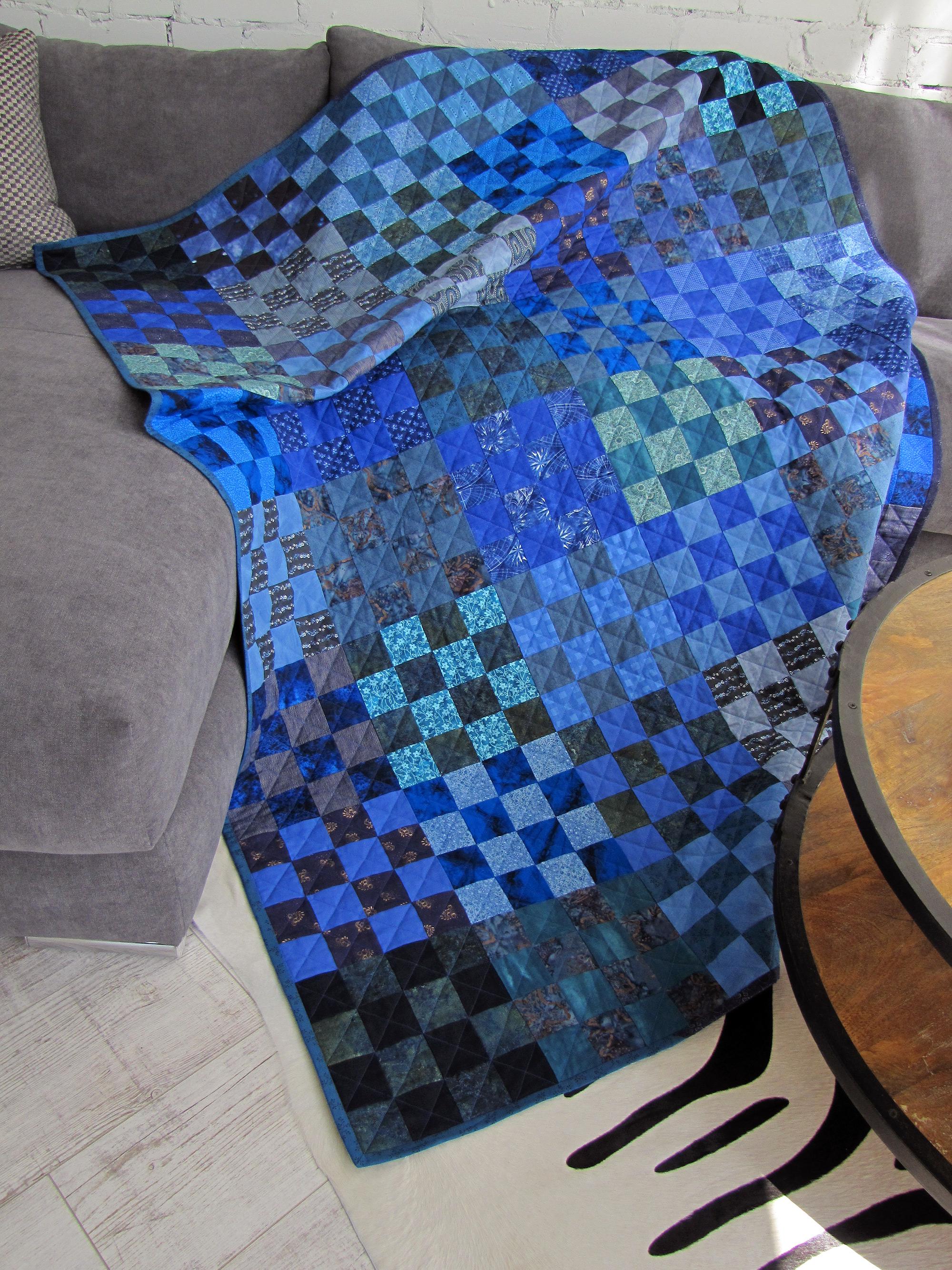 Blue Chessboard Quilt Pattern PDF, Modern Contemporary Quilt Pattern ...