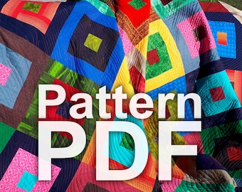 Modern scrap Quilt Pattern, Rainbow design: Beginner Friendly (PDF Pattern), Instant Download