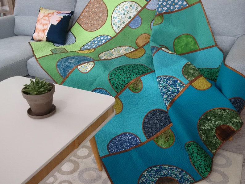 Quilt for sale Modern quilt Ombre turquoise patchwork Etsy