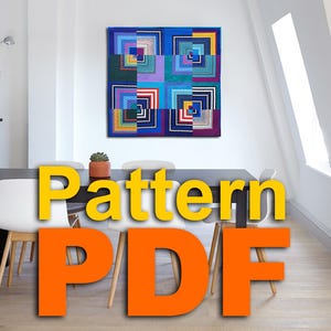 Eenvoudig patchworkpatroon pdf, moderne wandquilt Blauw gewatteerd wanddecor Grafisch auteursschema